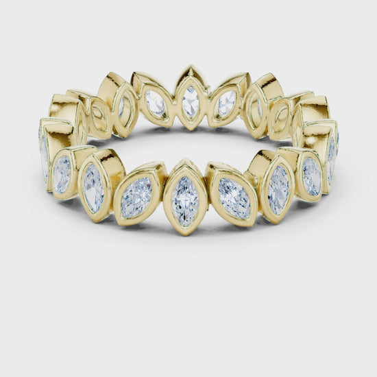 Iris Bezel Marquise Diamond Eternity Band in Yellow Gold