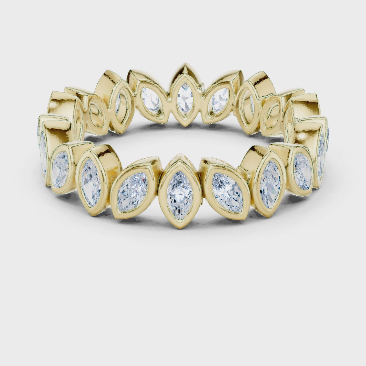 Iris Bezel Marquise Diamond Eternity Band in Yellow Gold
