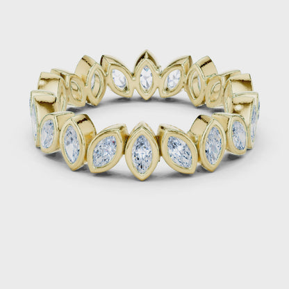 Iris Bezel Marquise Diamond Eternity Band in Yellow Gold