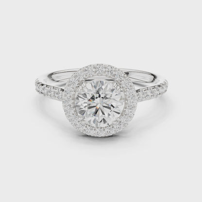 Aurora Halo Round Diamond Engagement Ring in Silver