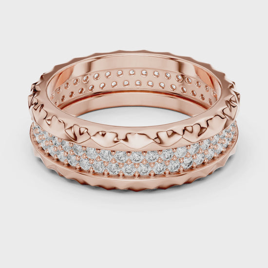 Crest Micropave Round Diamond Anniversary Band in Rose Gold