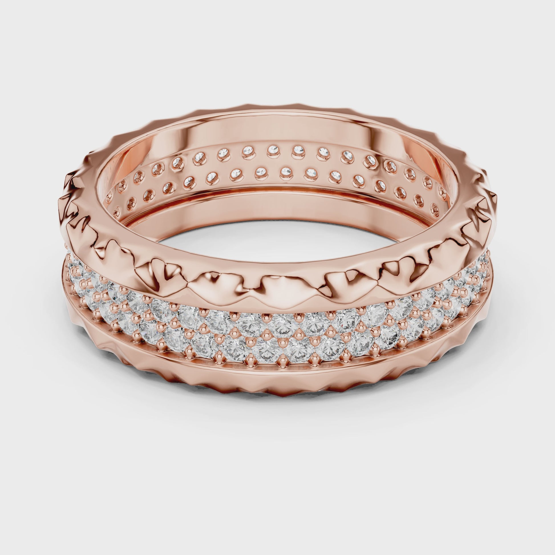 Crest Micropave Round Diamond Anniversary Band in Rose Gold
