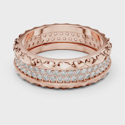 Crest Micropave Round Diamond Anniversary Band in Rose Gold