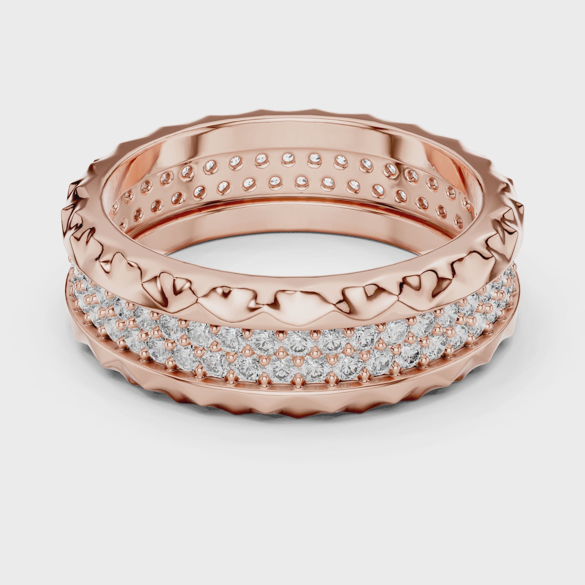 Crest Micropave Round Diamond Anniversary Band in Rose Gold
