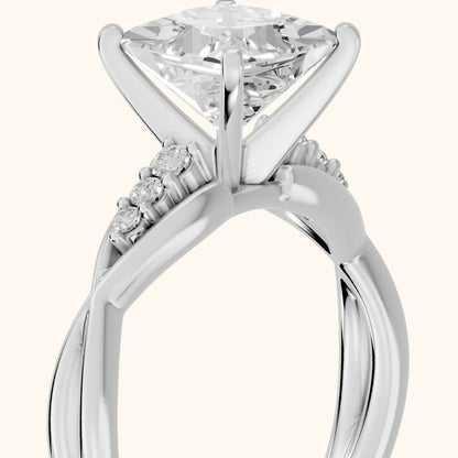 Stefania Twist Princess Diamond Engagement Ring in White Gold - slant-view.webp