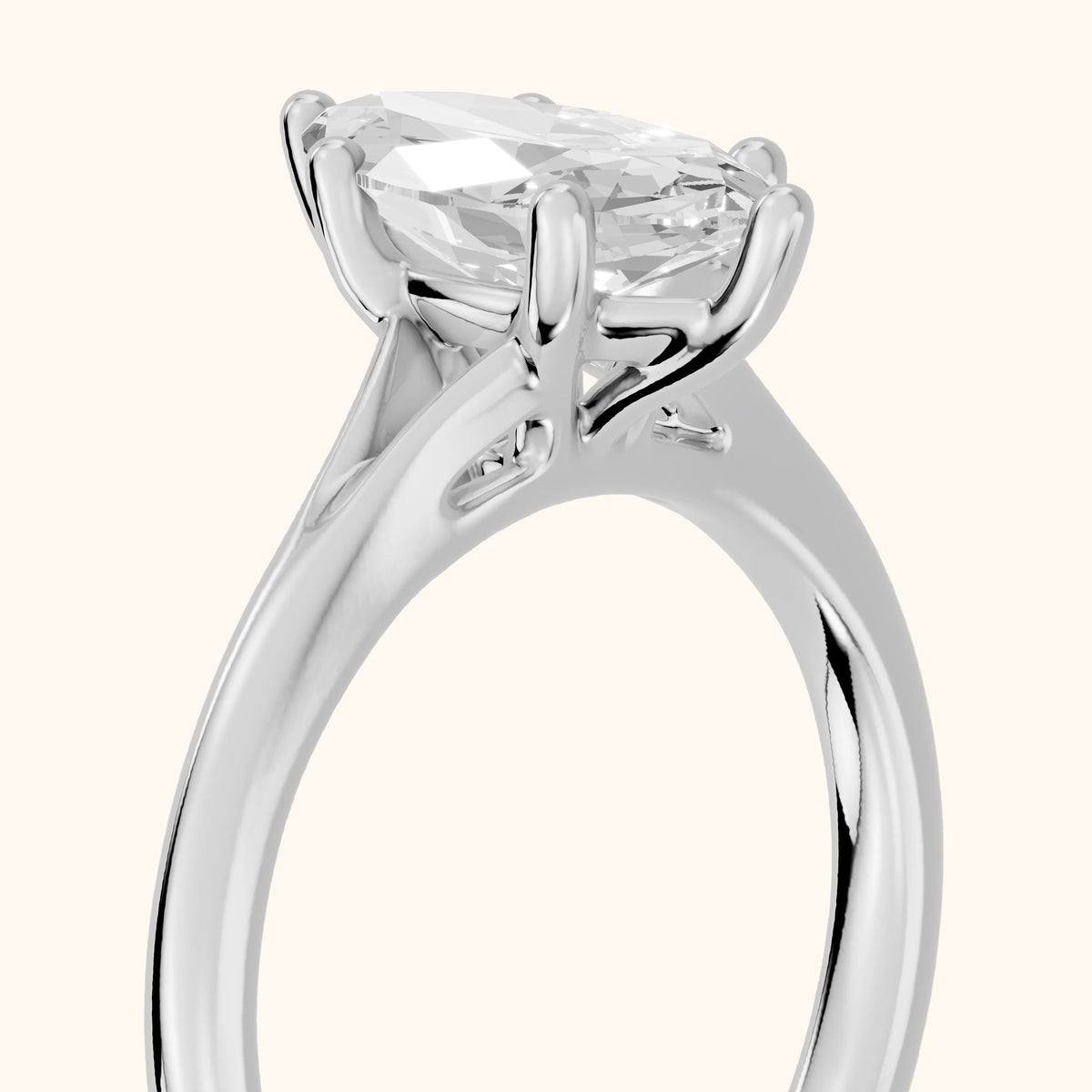 Melanie Solitaire Split Shank Marquise Diamond Engagement Ring in Silver - slant-view.webp
