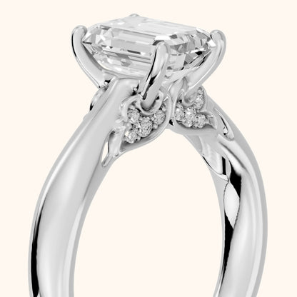 Vanessa Cathedral Emerald Diamond Engagement Ring in Platinum - slant-view.webp