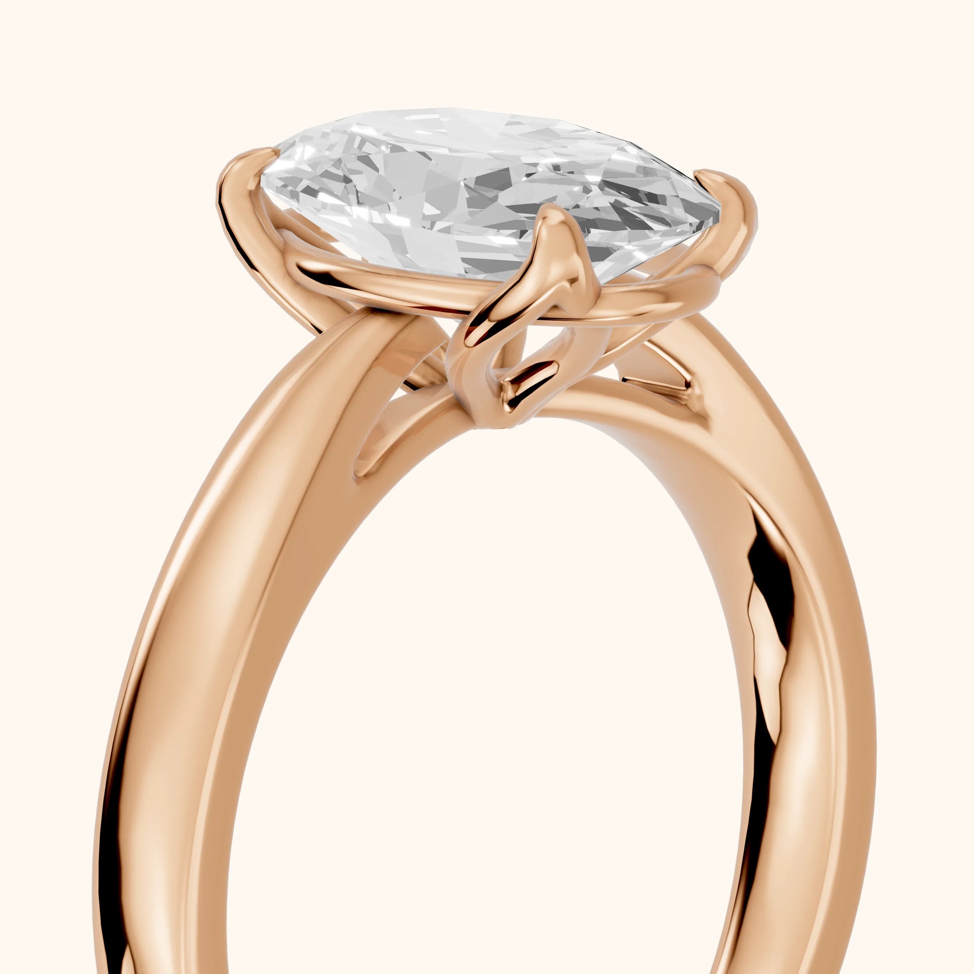 Lucia Solitaire Six-Prong Oval Diamond Engagement Ring in Rose Gold - slant-view.webp