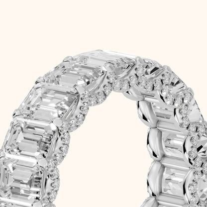 Tia Pavé Emerald Diamond Half Eternity Band in Silver - slant-view