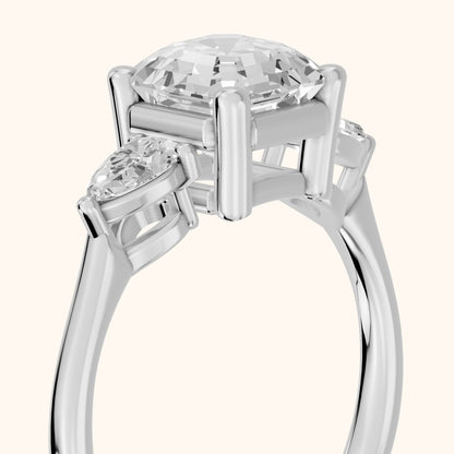 Faye Three-Stone Trellis Asscher Diamond Ring in Silver - slant-view.webp