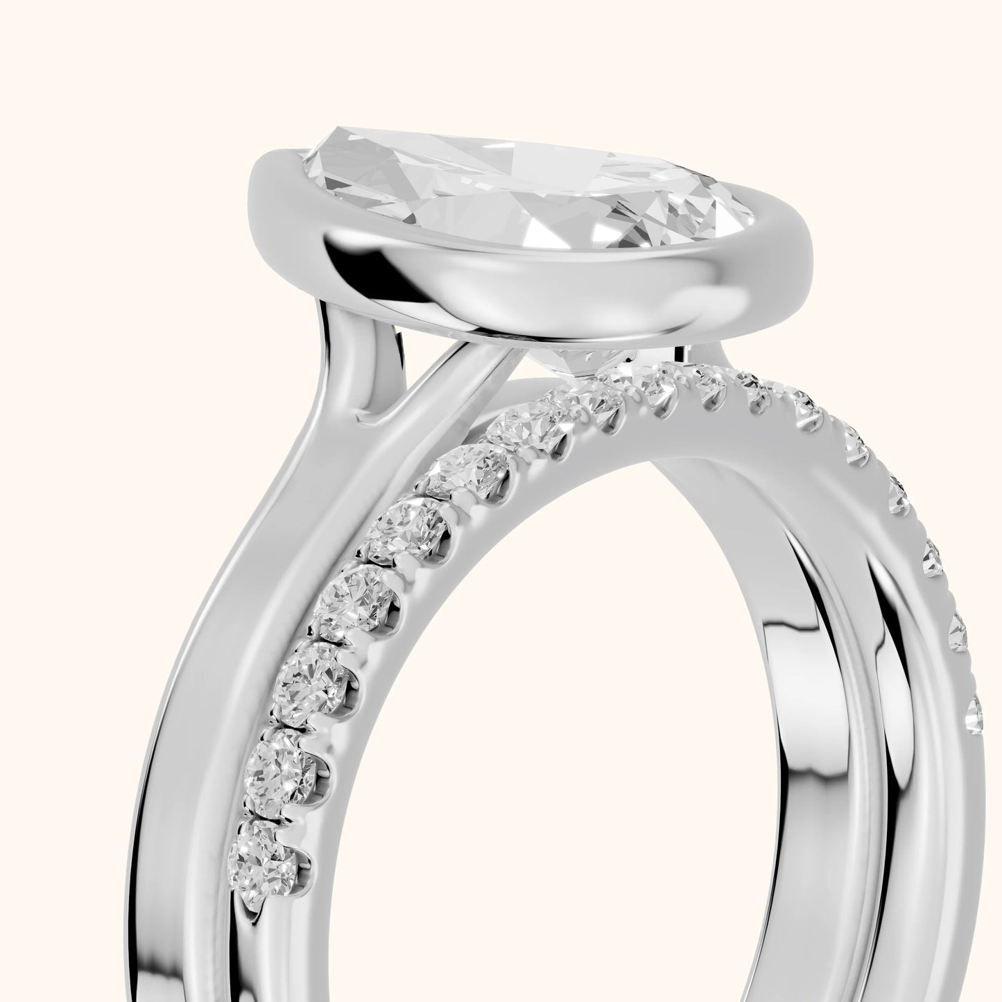 Ayla Bezel Bypass Pear Diamond Ring in White Gold - slant-view.webp
