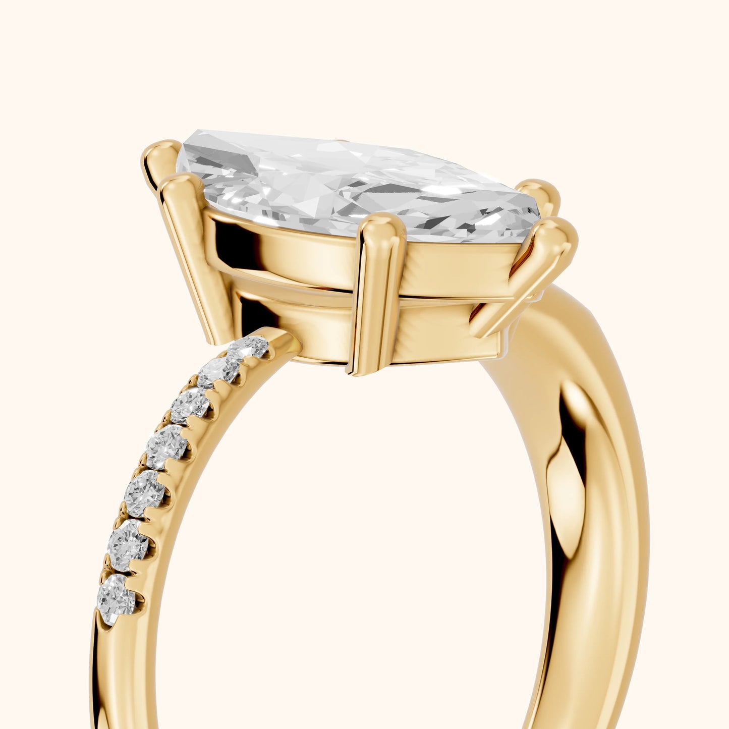 Rosie Solitaire Basket Marquise Diamond Engagement Ring in Yellow Gold - slant-view.webp
