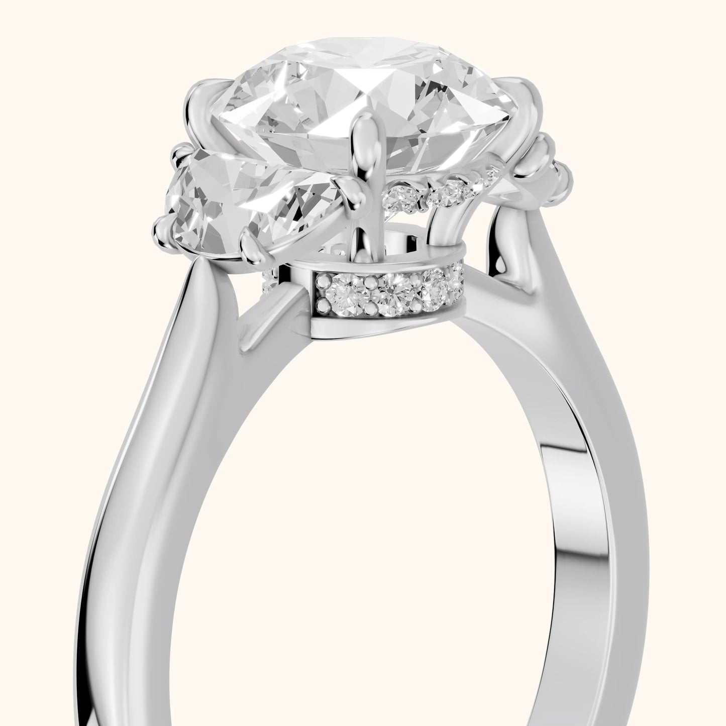 Romy Three-Stone Round Diamond Engagement Ring in Platinum - slant-view.webp