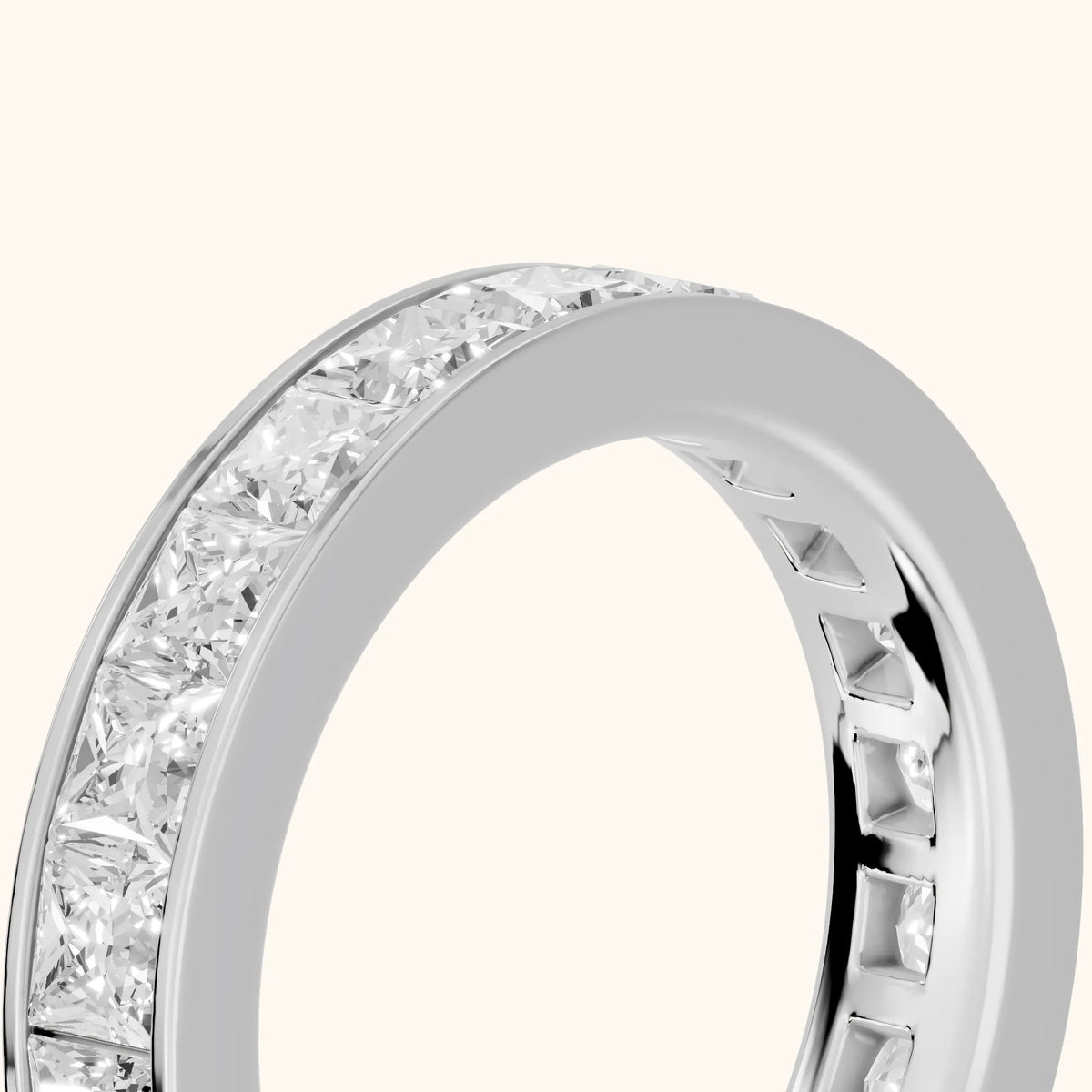 Louise Channel Set Princess Diamond Eternity Band in Silver - slant-view