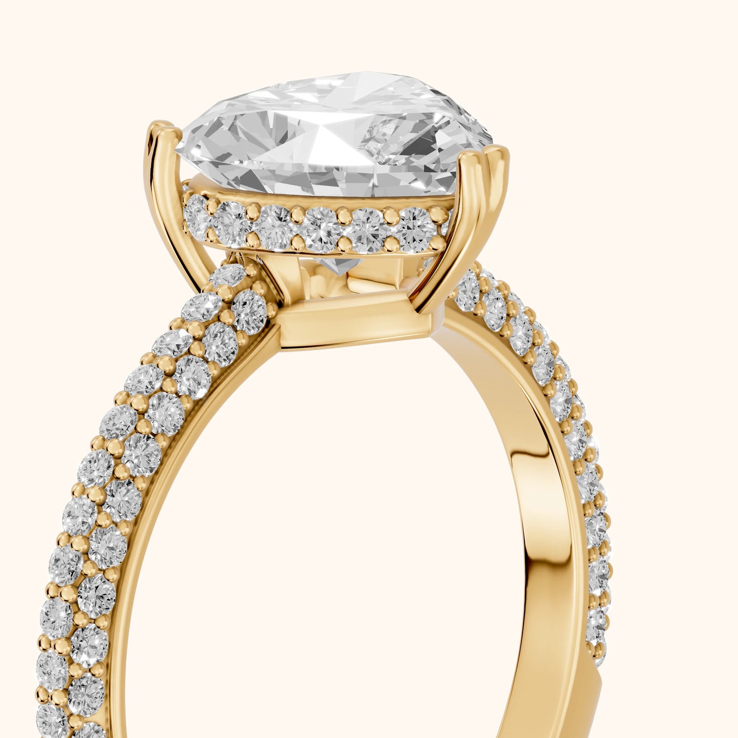 Violet Hidden Halo Pavé Heart Diamond Ring in Yellow Gold - slant-view.webp