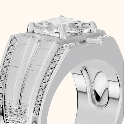 Lodi Wide Band Pavé Princess Diamond Engagement Ring in Silver - slant-view.webp