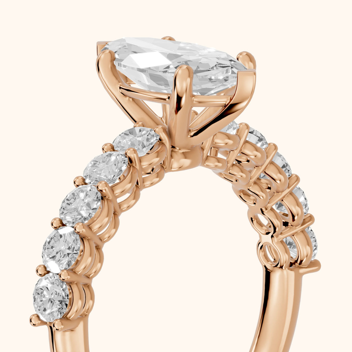 Sterling Statement Pavé Marquise Diamond Engagement Ring in Rose Gold - slant-view.webp