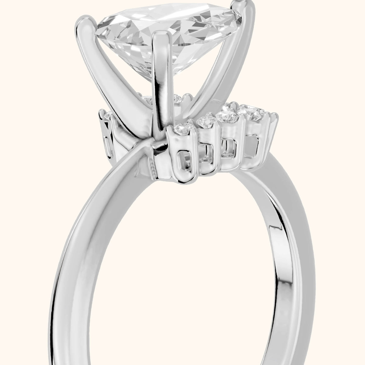 Peony East-West Hidden Halo Pear Diamond Engagement Ring in White Gold - slant-view.webp