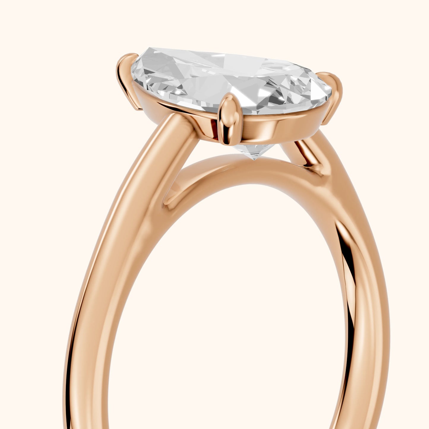 Sadie Cathedral Solitaire Pear Diamond Ring in Rose Gold - slant-view.webp