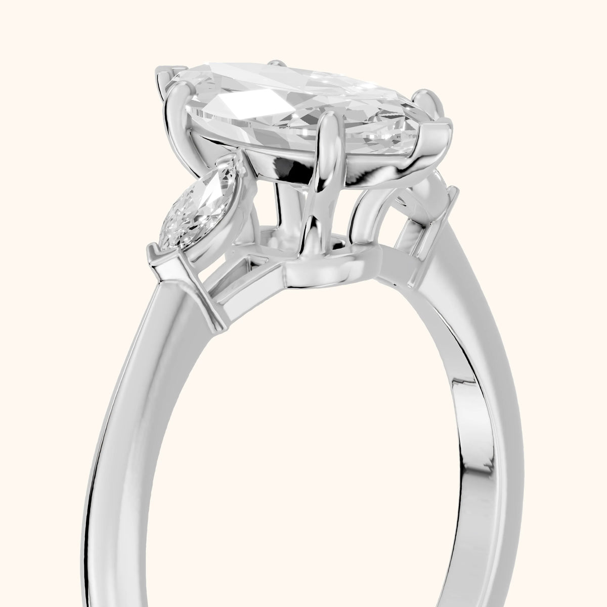 Lissa Marquise-Side Three-Stone Marquise Diamond Engagement Ring in Platinum - slant-view.webp