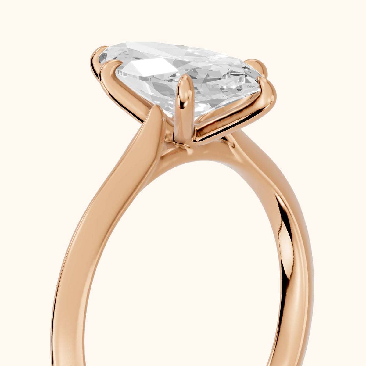 Ginette Solitaire Knife Edge Marquise Diamond Engagement Ring in Rose Gold - slant-view.webp