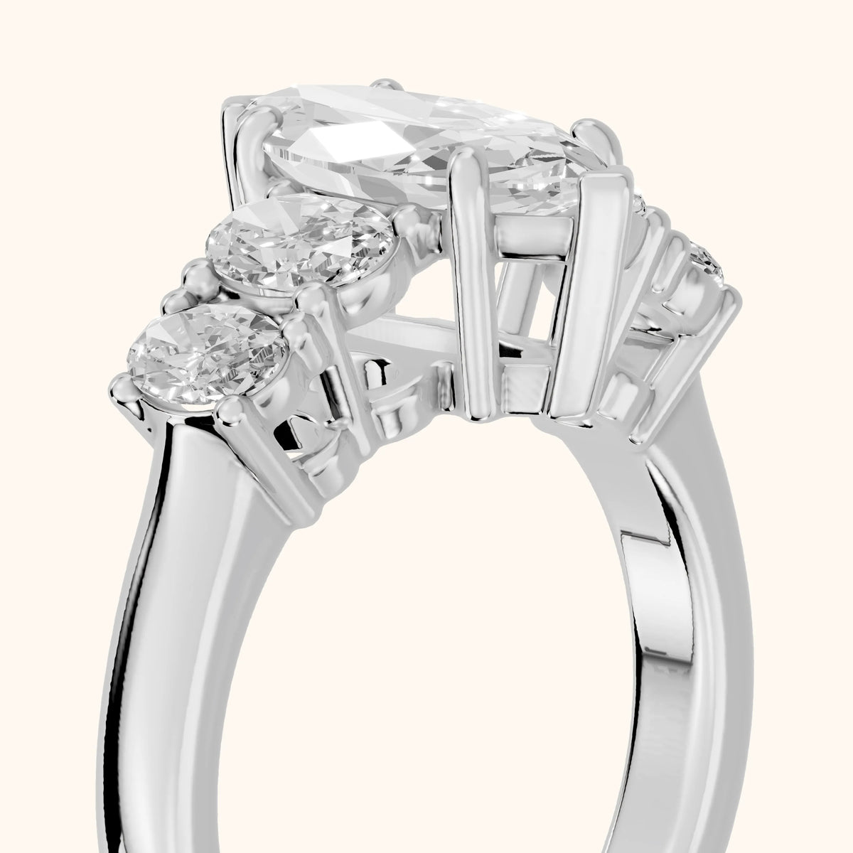Judith Statement Five-Stone Marquise Diamond Engagement Ring in Silver - slant-view.webp