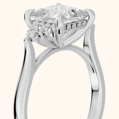 Anya Sidestone Cluster Princess Diamond Ring in White Gold - slant-view.webp