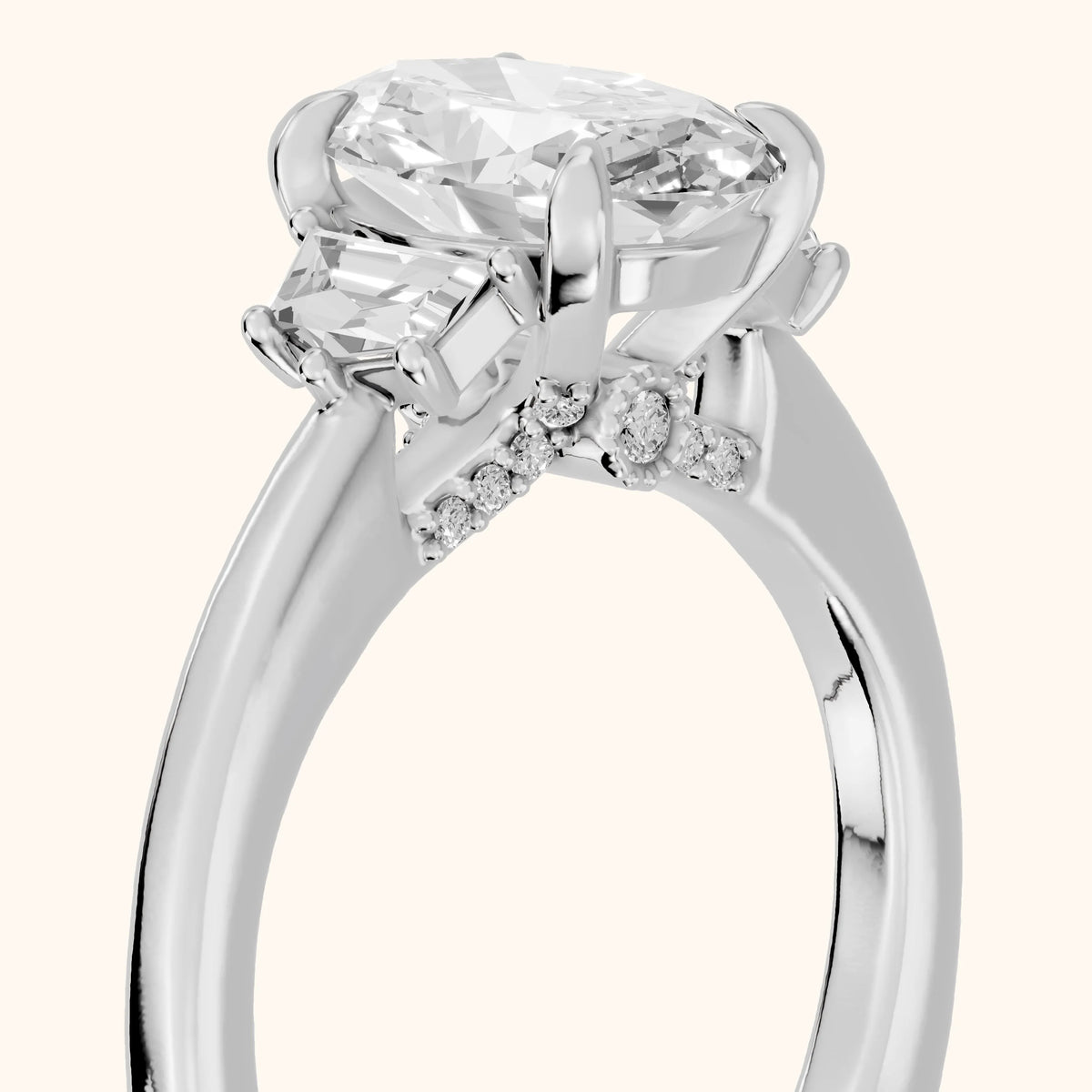 Elmira Step-Cut Three-Stone Oval Diamond Engagement Ring in Platinum - slant-view.webp