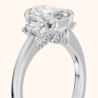 Elmira Step-Cut Three-Stone Oval Diamond Engagement Ring in Platinum - slant-view.webp