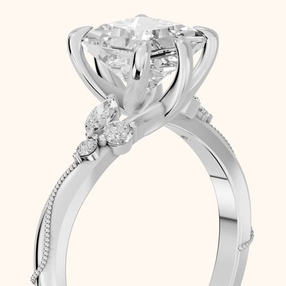 Joanna Milgrain Twist Princess Diamond Engagement Ring in Silver - slant-view.webp