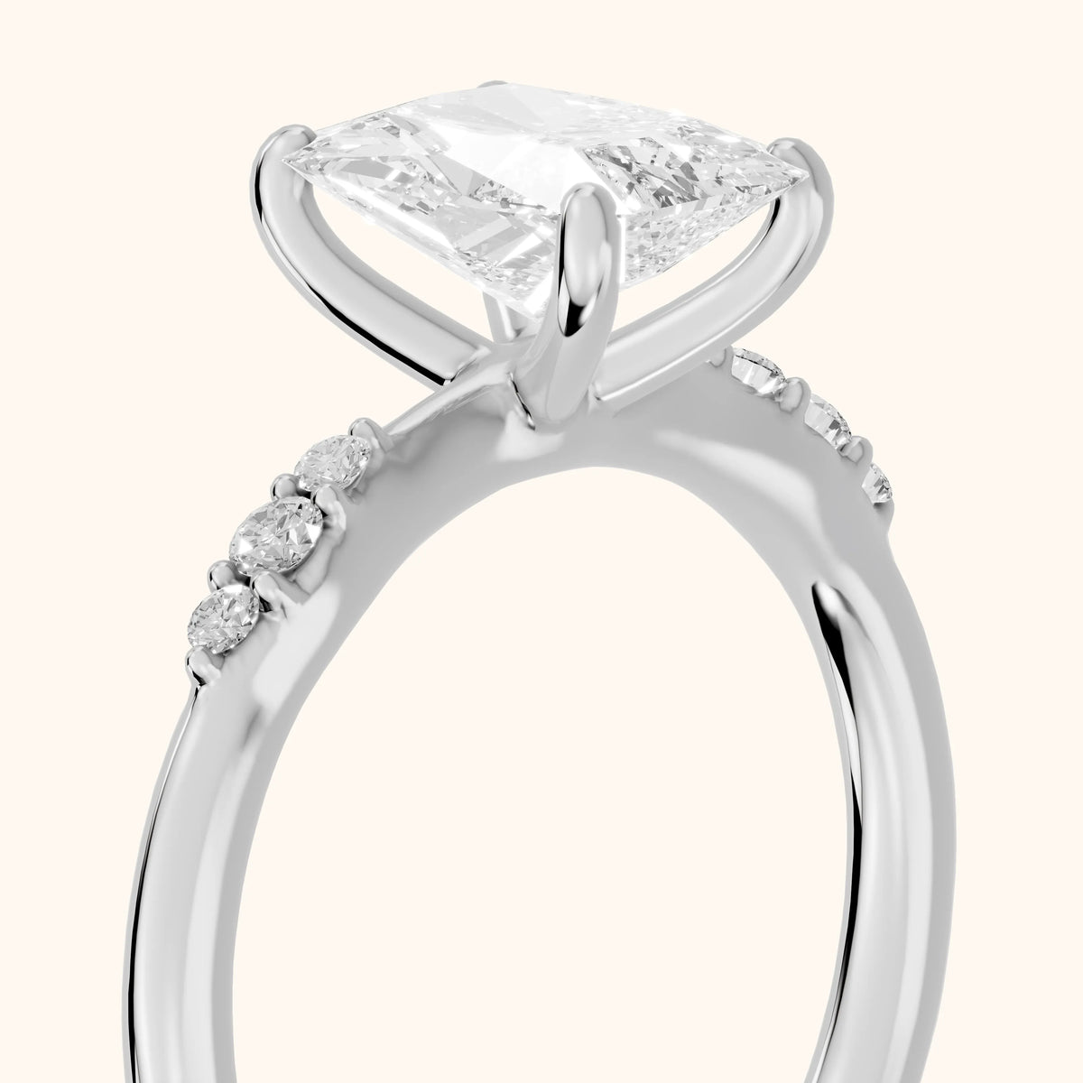 Sheila Pavé Radiant Diamond Engagement Ring in Platinum - slant-view.webp