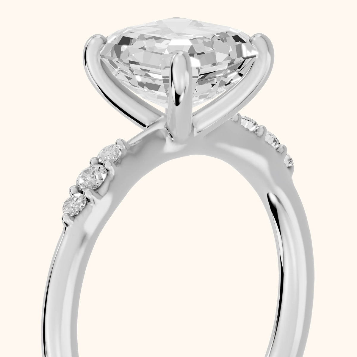 Sheila Pavé Asscher Diamond Engagement Ring in Silver - slant-view.webp