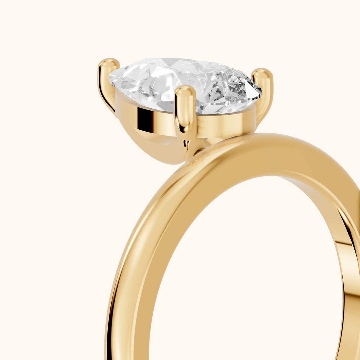 Maisie Four Prong Solitaire Pear Diamond Engagement Ring in Yellow Gold - slant-view.webp