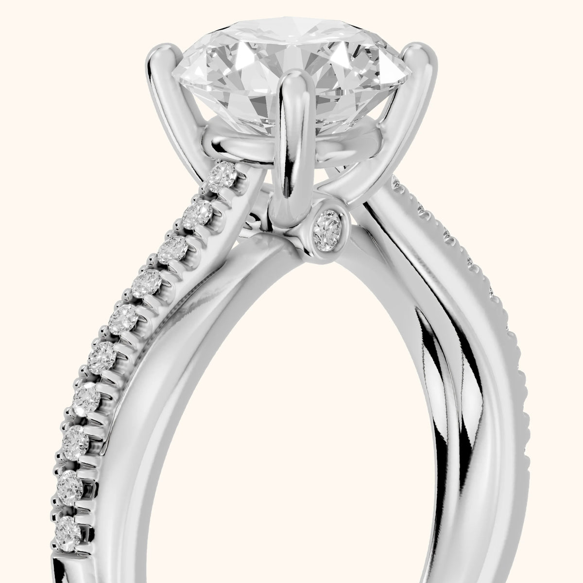 Loma Bypass Pavé Round Diamond Engagement Ring in Platinum - slant-view.webp