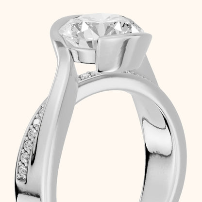 Solene Half Bezel Bypass Round Diamond Engagement Ring in Platinum - slant-view.webp