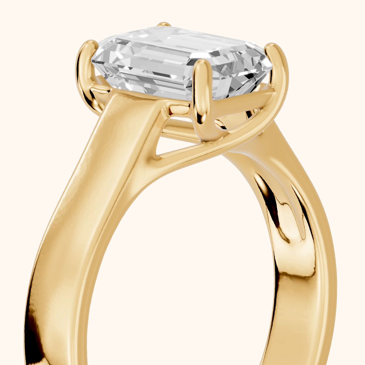 Bristol Trellis Solitaire Emerald Diamond Engagement Ring in Yellow Gold - slant-view.webp