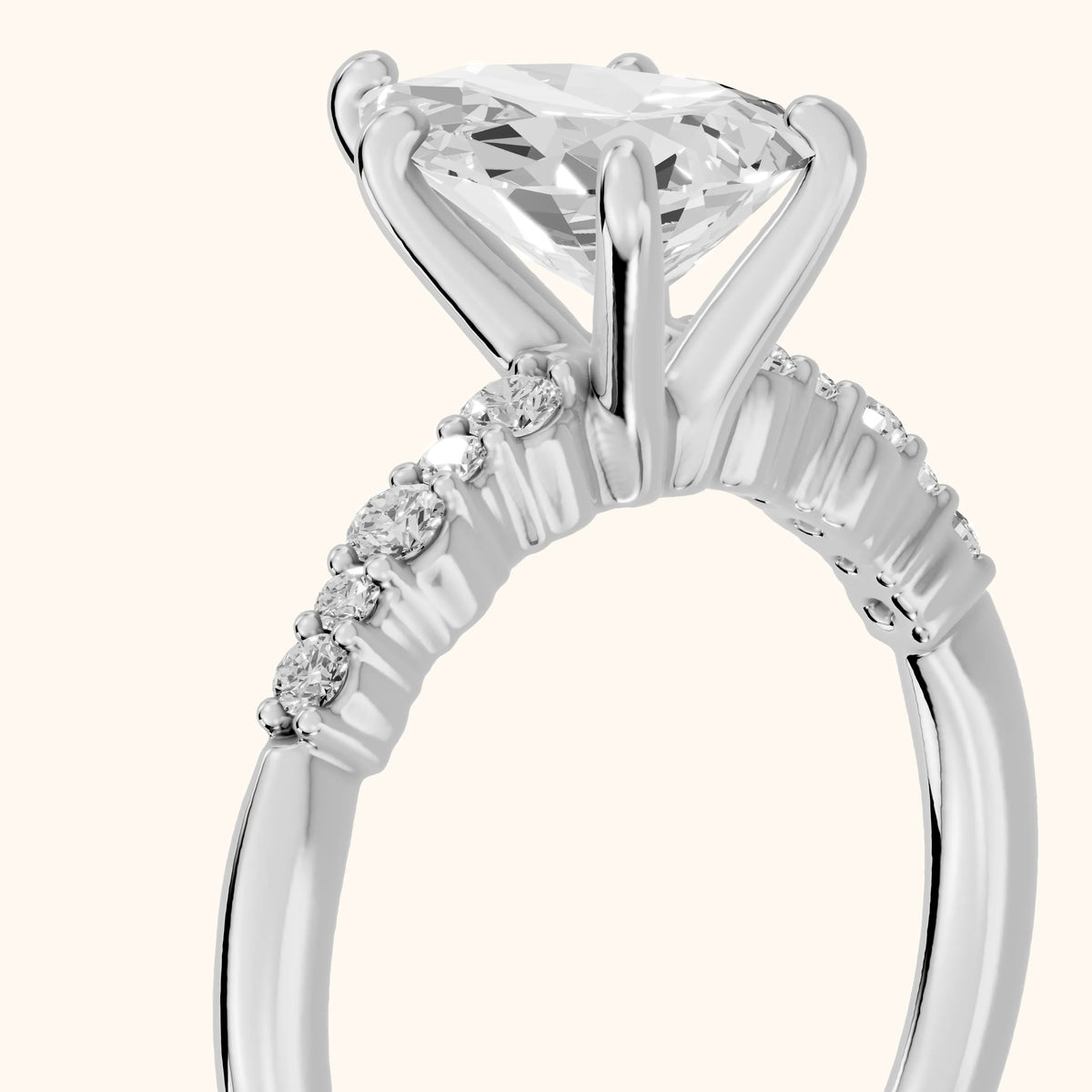 Deirdre Graduated Pavé Pear Diamond Engagement Ring in Silver - slant-view.webp