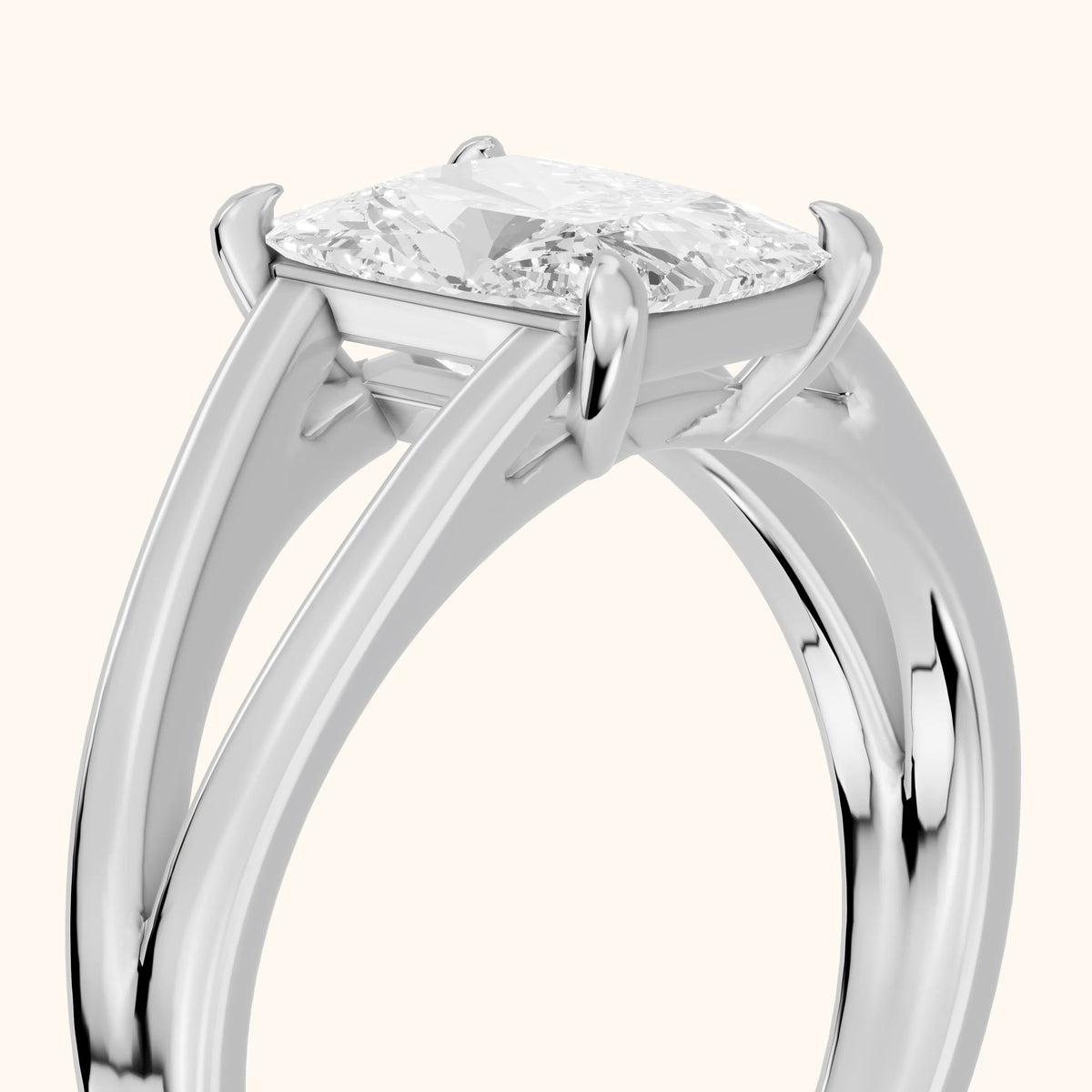 Giselle Solitaire Split Shank Radiant Diamond Engagement Ring in White Gold - slant-view.webp