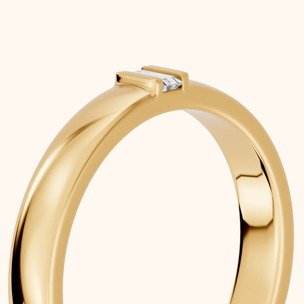 Kalina Channel Set Baguette Diamond Wedding Band in Yellow Gold - slant-view