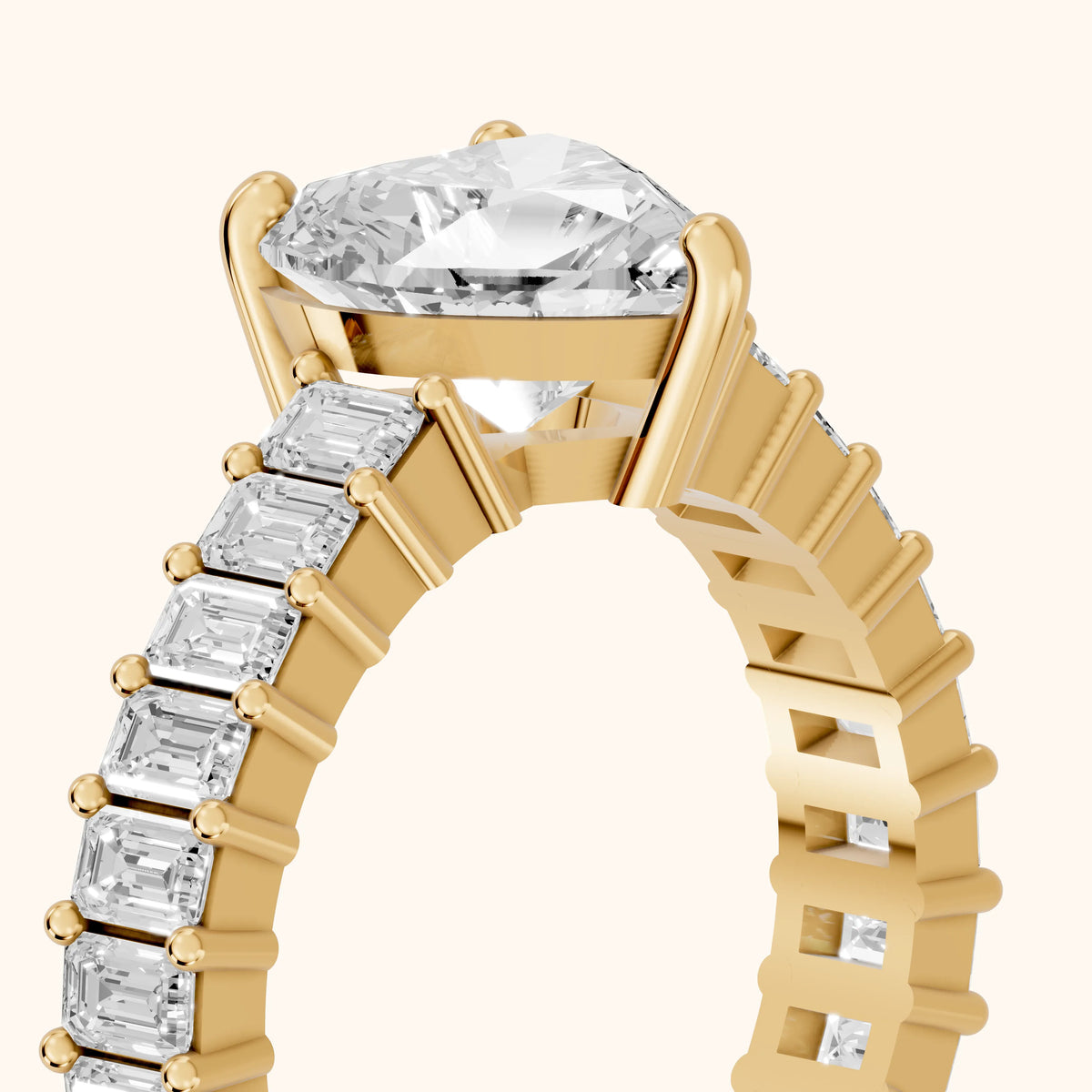 Mallory Shared Prong Heart Diamond Engagement Ring in Yellow Gold - slant-view.webp