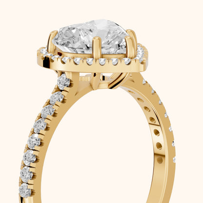 Mabel Halo French Pavé Heart Diamond Engagement Ring in Yellow Gold - slant-view.webp