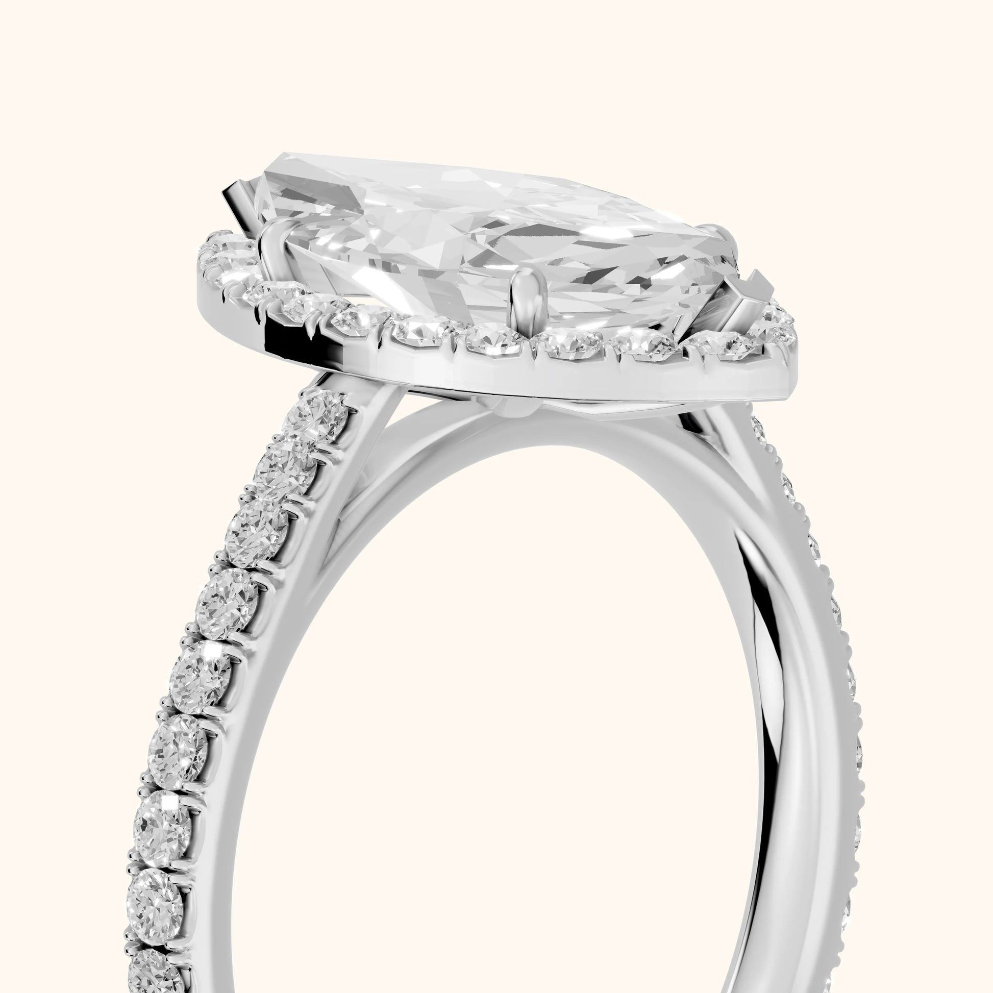 Willa Halo Micropavé Marquise Diamond Engagement Ring in White Gold - slant-view.webp
