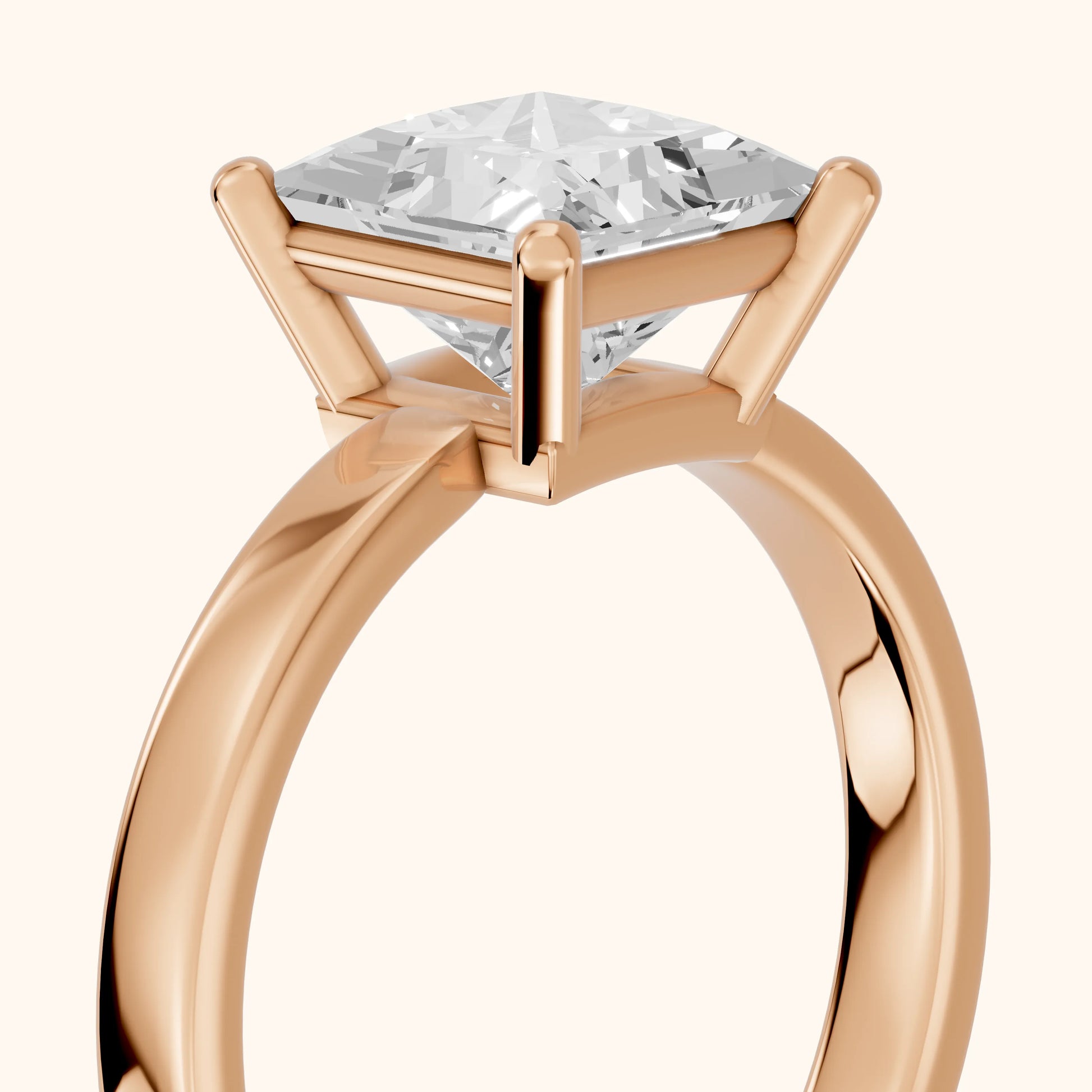 Delia Solitaire Princess Diamond Engagement Ring in Rose Gold - slant-view.webp