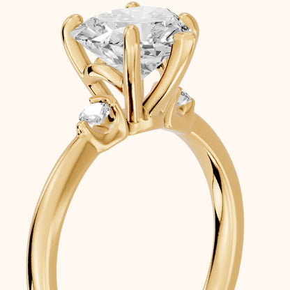 Teodora Floating Three-Stone Heart Diamond Engagement Ring in Yellow Gold - slant-view.webp