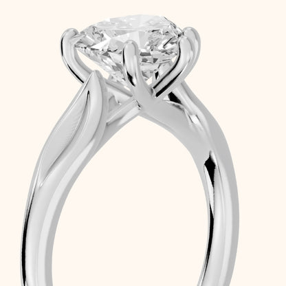 Lauretta Leaf Solitaire Heart Diamond Engagement Ring in Platinum - slant-view.webp