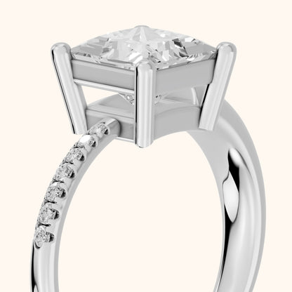 Rosie Solitaire Basket Princess Diamond Engagement Ring in Silver - slant-view.webp
