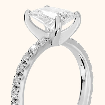 Autumn Statement Pavé Radiant Diamond Engagement Ring in Platinum - slant-view.webp