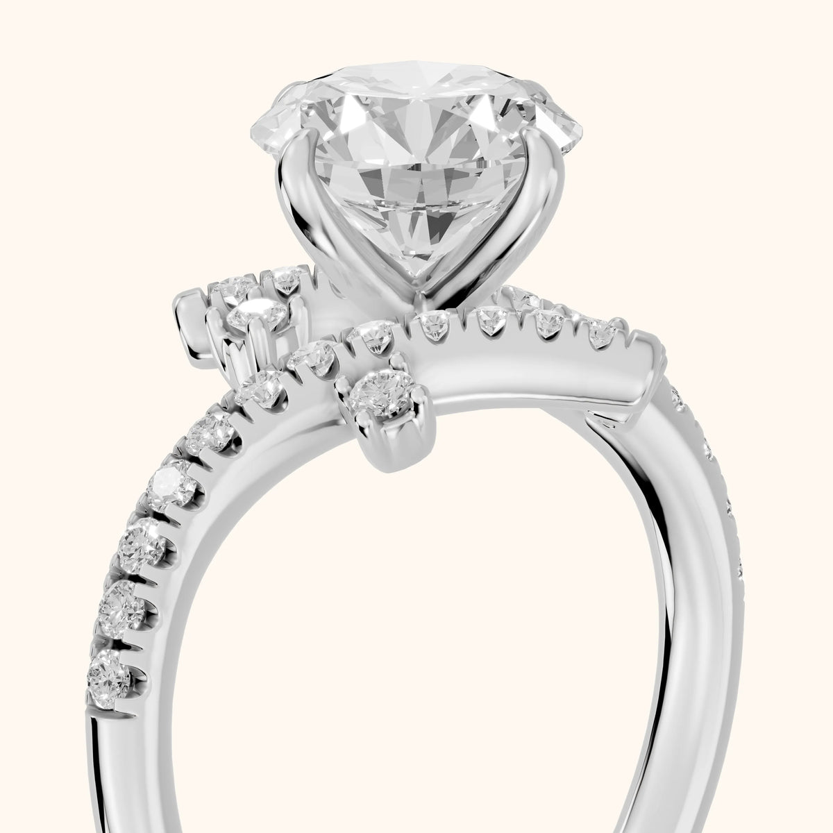 Agnes Bypass Pavé Round Diamond Engagement Ring in Platinum - slant-view.webp