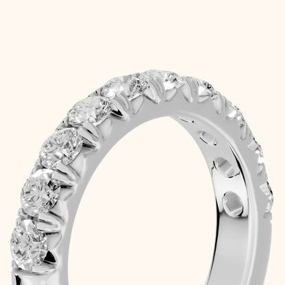Joelle Shared Prong Round Diamond Half Eternity Band in Silver - slant-view