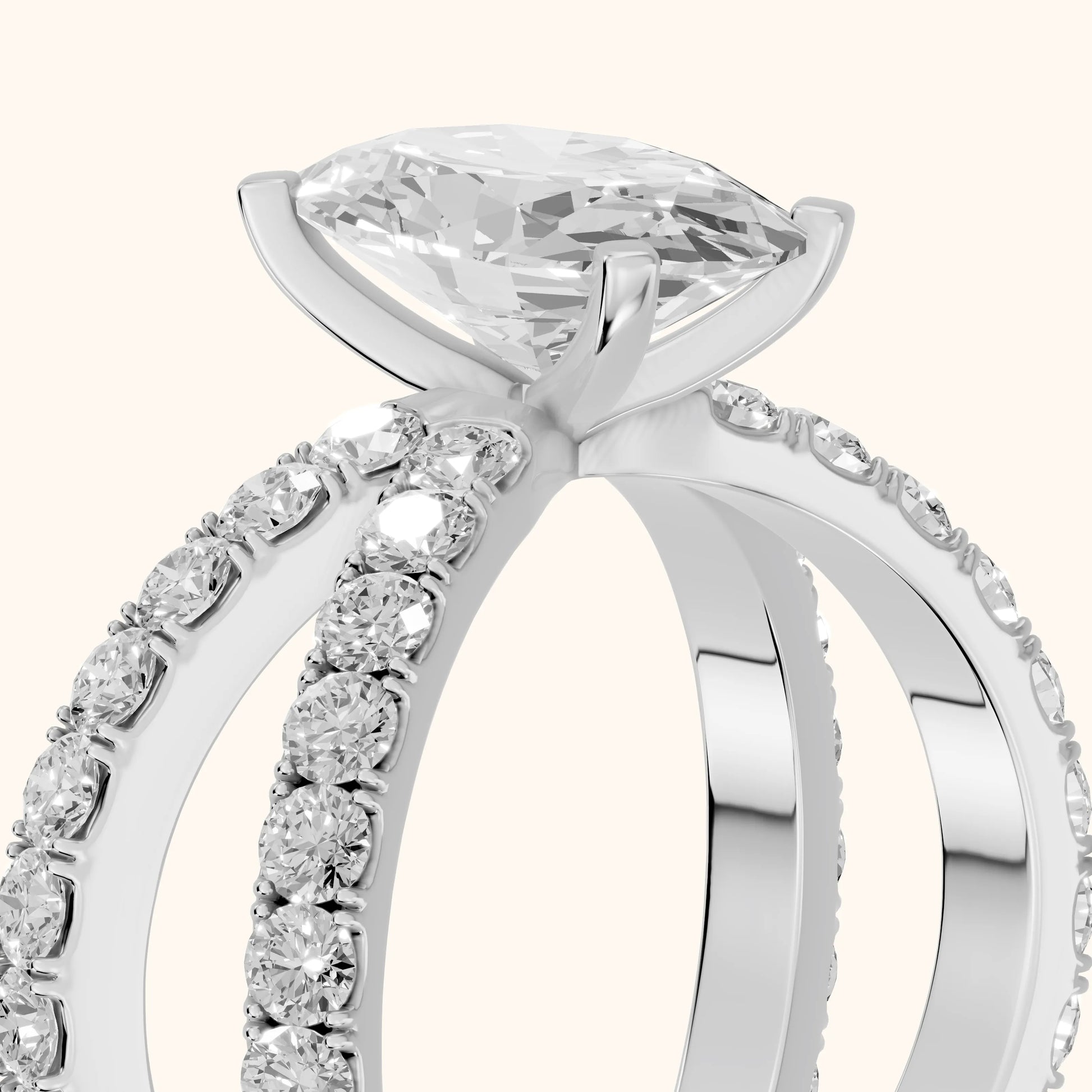 Lior Criss Cross Pavé Oval Diamond Engagement Ring in Platinum - slant-view.webp
